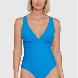 Women's Tummy-Control Plunge Mio One-Piece Swimsuit, Created For Macy’s. Size 12